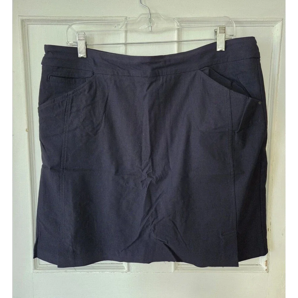 Tribal Womens Stretch A-Line Pull-On Casual Mini Skirt Skort Solid Blue Size 14